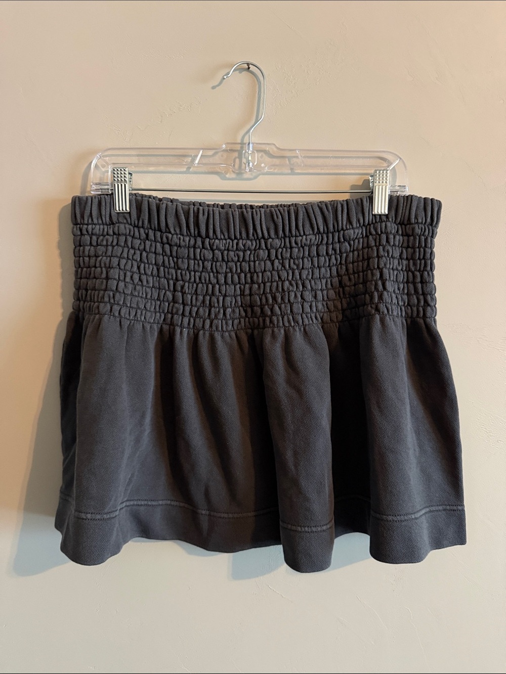 aerie Charcoal Smocked Waist Mini Skirt